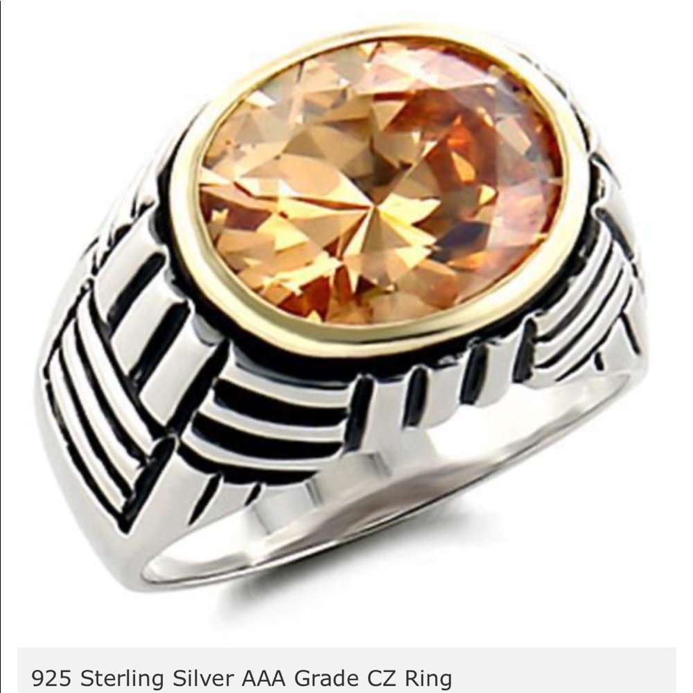 925 Sterling Silver Ring with AAA grade Champagne